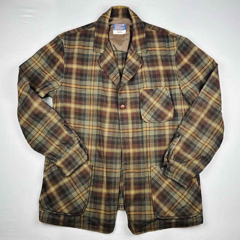 Vintage 70s Pendleton Wool Plaid Sport Coat Blazer USA Made Chore